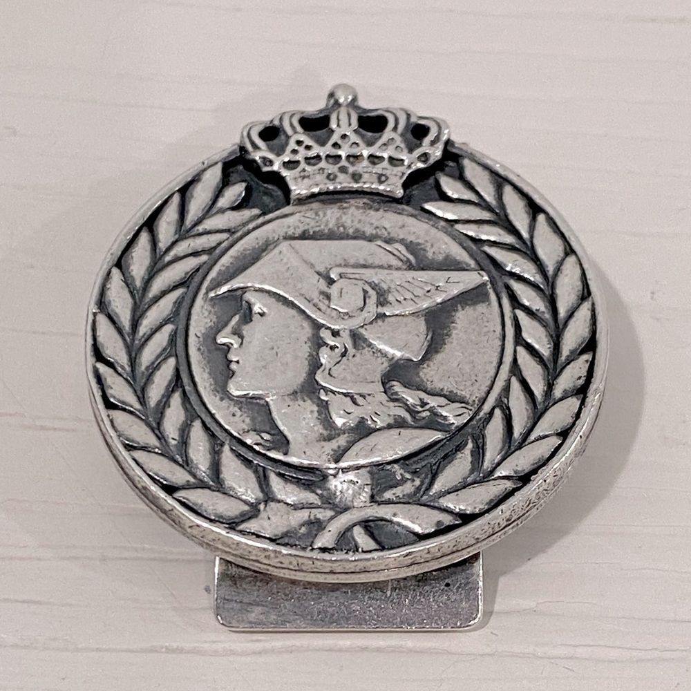 Vintage Swank Silver Toned Medallion Mercury Winged Hat with Crown Money Clip